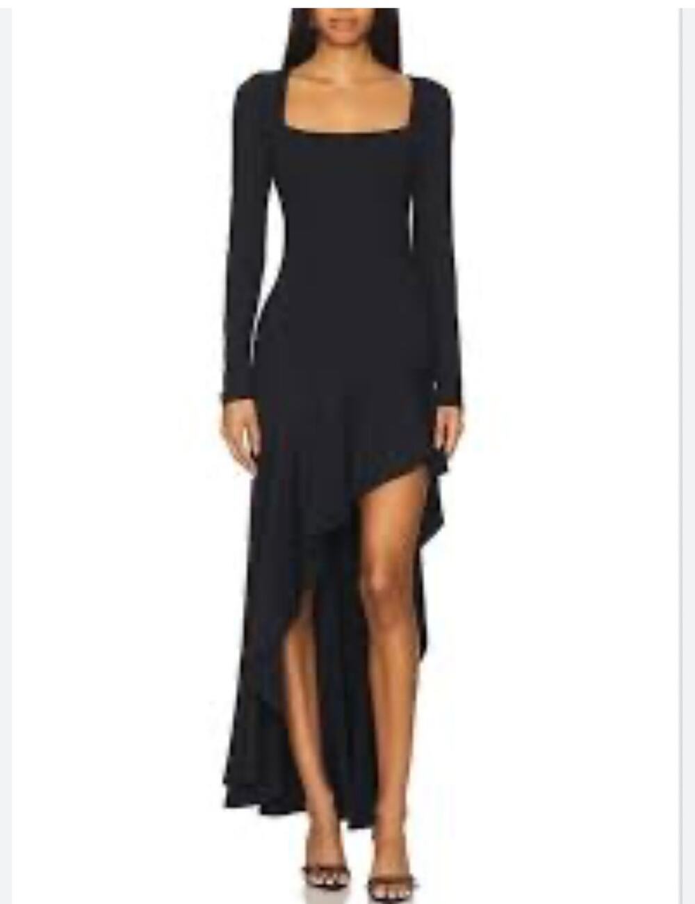 Susana Monaco Navy Blue High-Low Ruffle Maxi Dress size small new